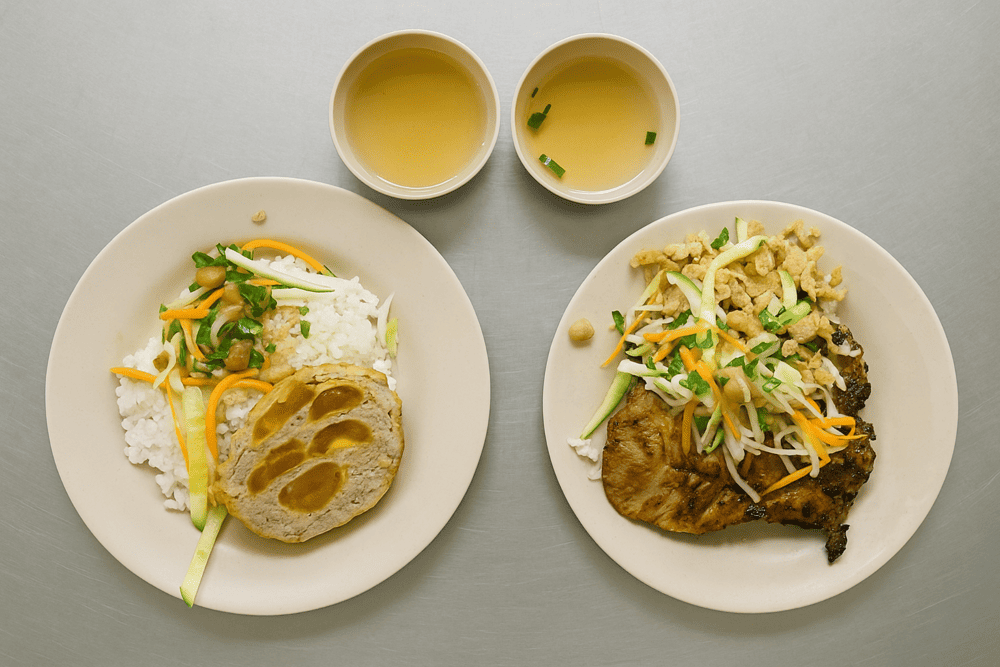 The two signature meatloafs, fried fish paste and salted egg pork loaf, are the standout dishes that define this spot&rsquo;s reputation